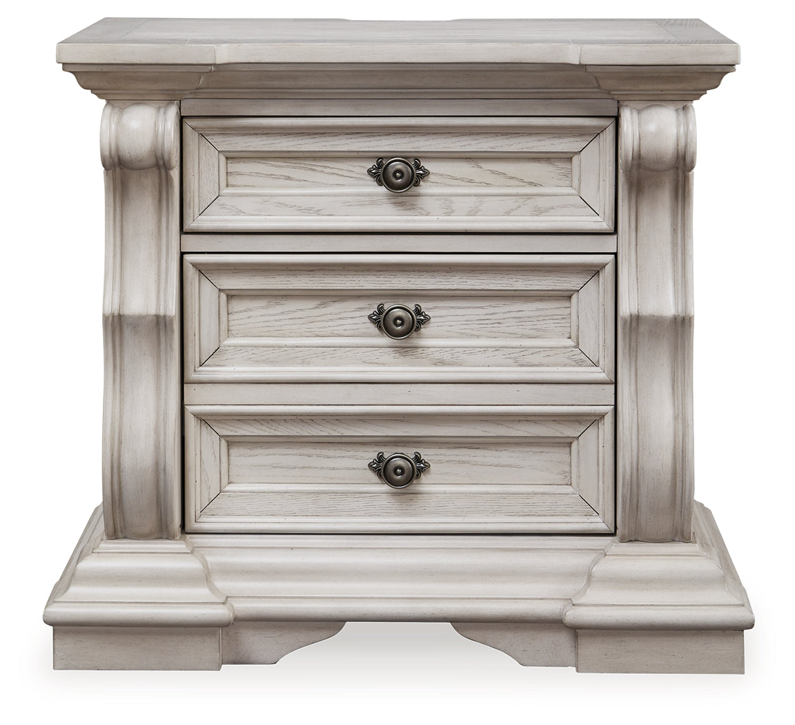 Bruchandi Antique White Three Drawer Night Stand - Ornate Home