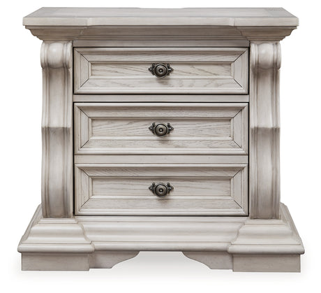Bruchandi Antique White Three Drawer Night Stand - Ornate Home