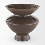 Bruna Brown Wide Mouth Geometric Glass Vase - Ornate Home