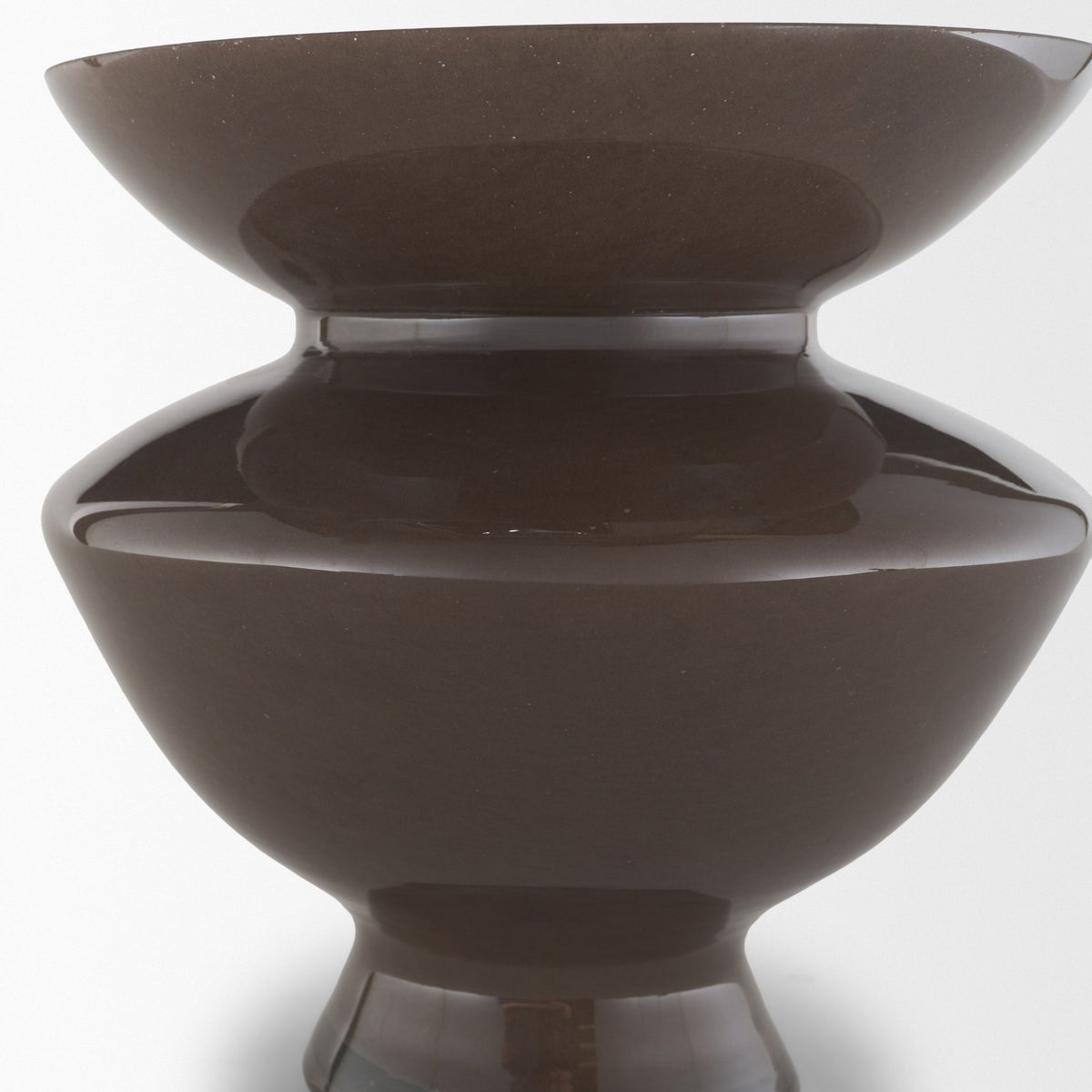 Bruna Brown Wide Mouth Geometric Glass Vase - Ornate Home