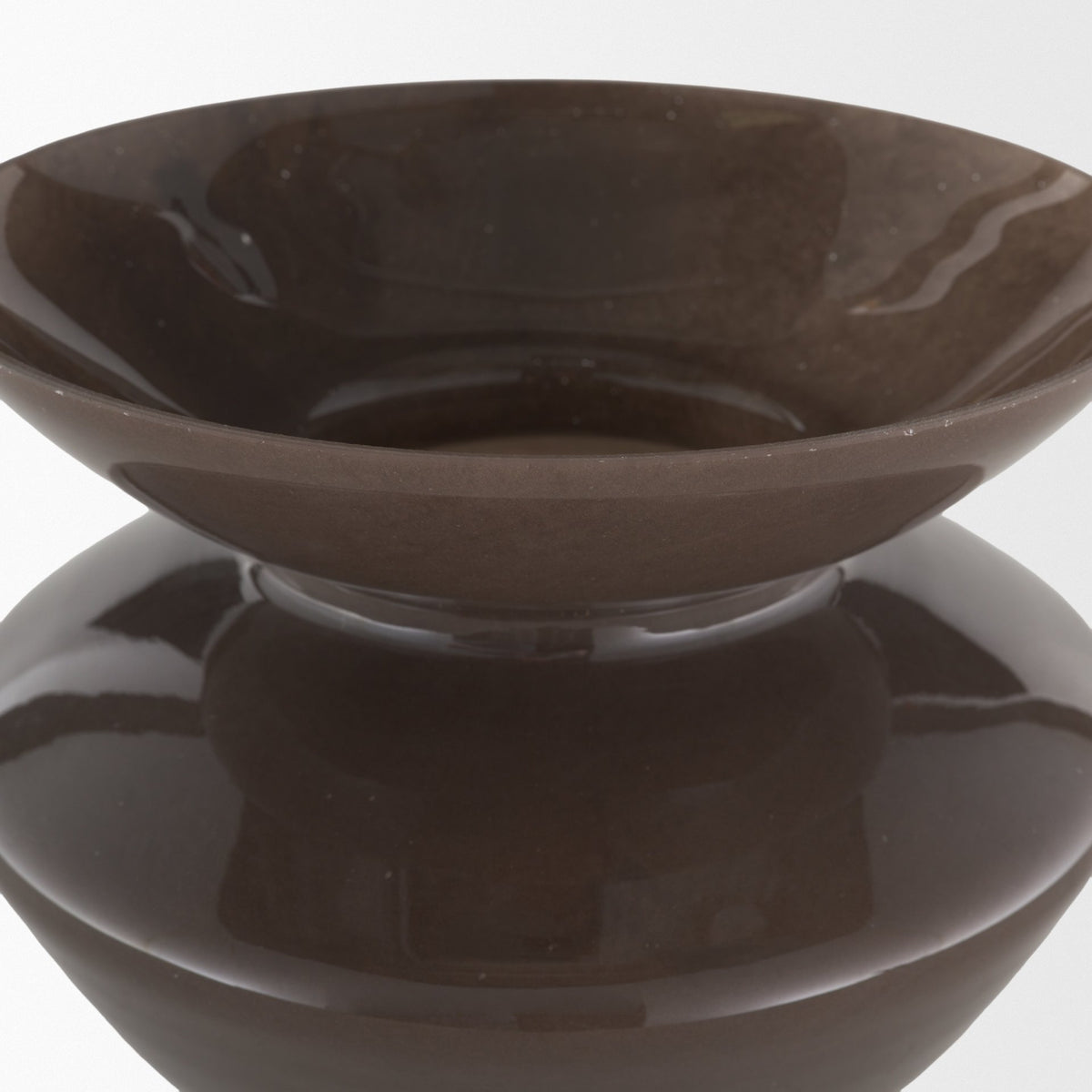 Bruna Brown Wide Mouth Geometric Glass Vase - Ornate Home