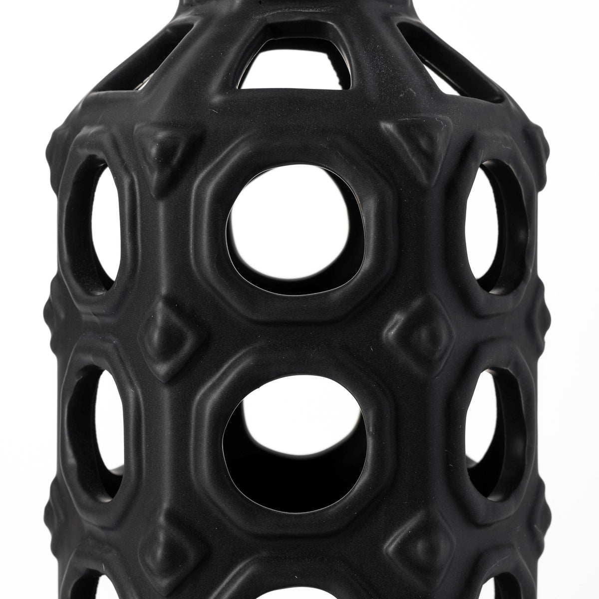 Brunel Black Large Drum-Shaped Ceramic Vase - Ornate Home