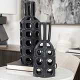 Brunel Black Large Drum-Shaped Ceramic Vase - Ornate Home