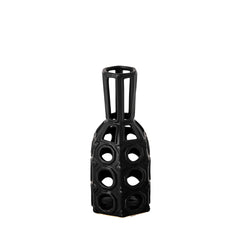 Brunel Black Small Drum-Shaped Ceramic Vase - Ornate Home