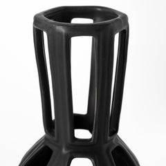 Brunel Black Small Drum-Shaped Ceramic Vase - Ornate Home