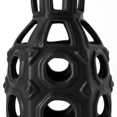 Brunel Black Small Drum-Shaped Ceramic Vase - Ornate Home