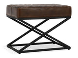 Bruno Rustic Brown Leather Rectangle Stool - Ornate Home