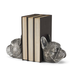 Bruno Silver American Bulldog Bookends (Set of 2) - Ornate Home