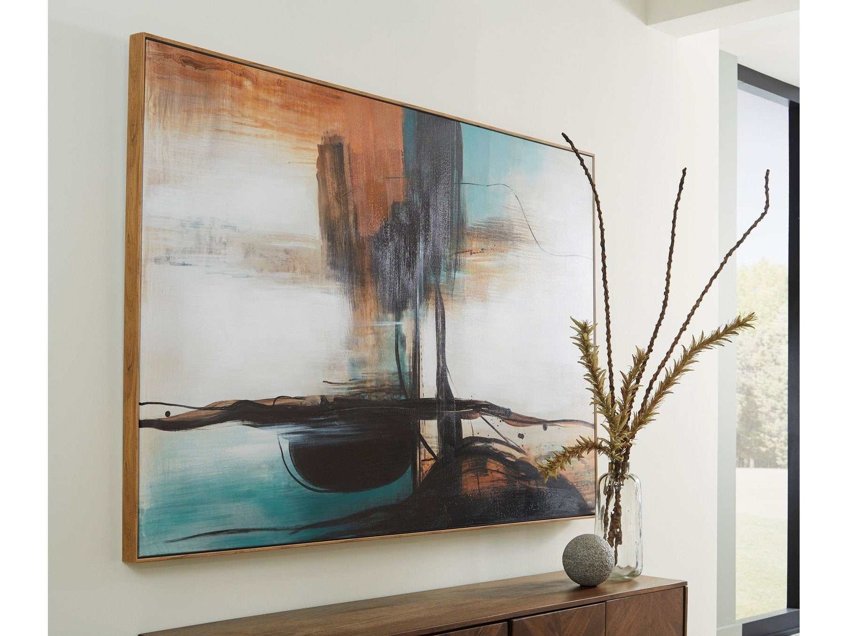 Brunonia Teal/Orange/Black Wall Art (Online Special Price) - Ornate Home