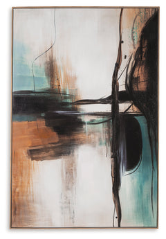 Brunonia Teal/Orange/Black Wall Art - Ornate Home
