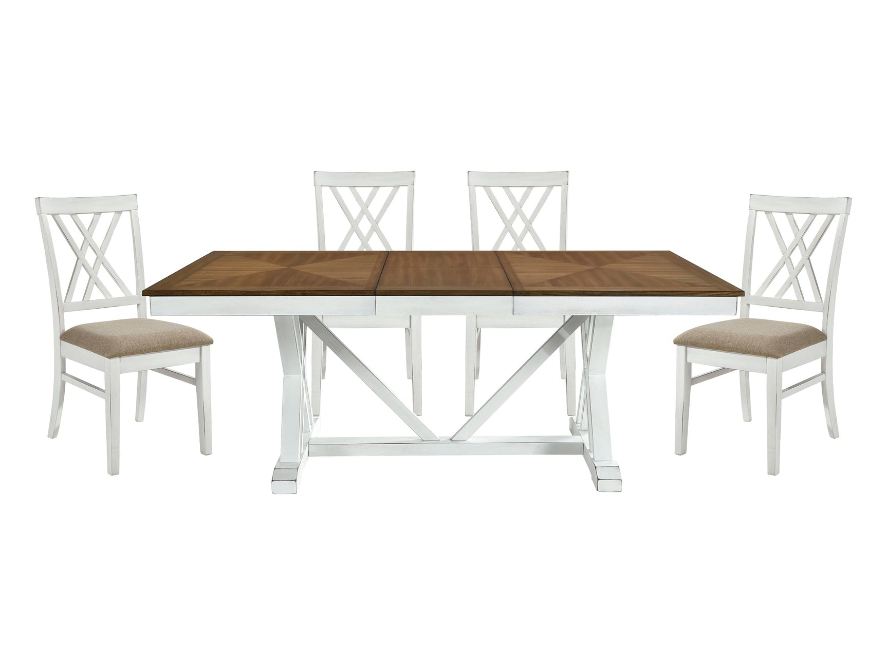 Brunson Oak / White 5-piece Dinig Table Set - Ornate Home