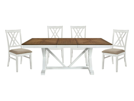 Brunson Oak / White 5-piece Dinig Table Set - Ornate Home