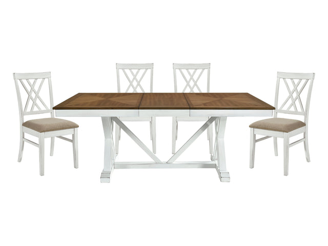 Brunson Oak / White 5-piece Dinig Table Set - Ornate Home