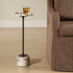 Brunson White Marble Drink Table - Ornate Home