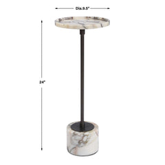 Brunson White Marble Drink Table - Ornate Home