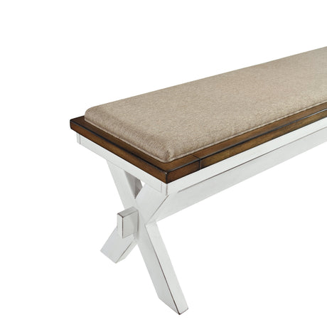 Brunson White/Oak Dining Bench - Ornate Home