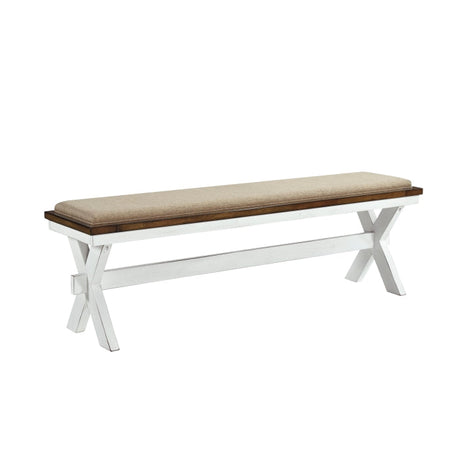 Brunson White/Oak Dining Bench - Ornate Home