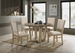 Brutus Vintage Walnut/Wheat 47" 5-Piece Round Dining Set - Ornate Home