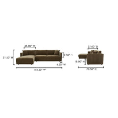 Bryn Cedar Green Left Sectional - Ornate Home