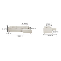 Bryn Oyster Right Sectional - Ornate Home