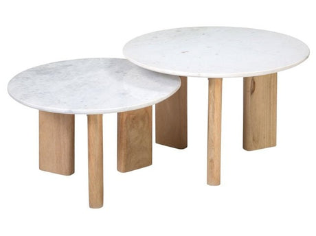 Bryn White/Natural Coffee Table (Set of 2) - Ornate Home