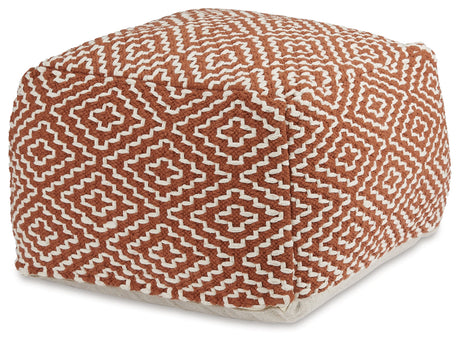 Brynnsen Rust/Ivory Pouf - Ornate Home