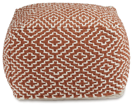 Brynnsen Rust/Ivory Pouf - Ornate Home