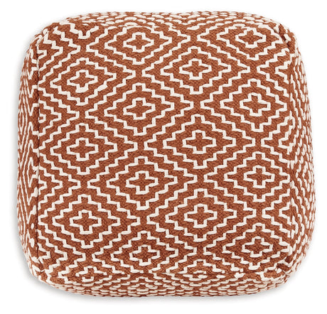 Brynnsen Rust/Ivory Pouf - Ornate Home