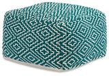 Brynnsen Teal/Ivory Pouf - Ornate Home