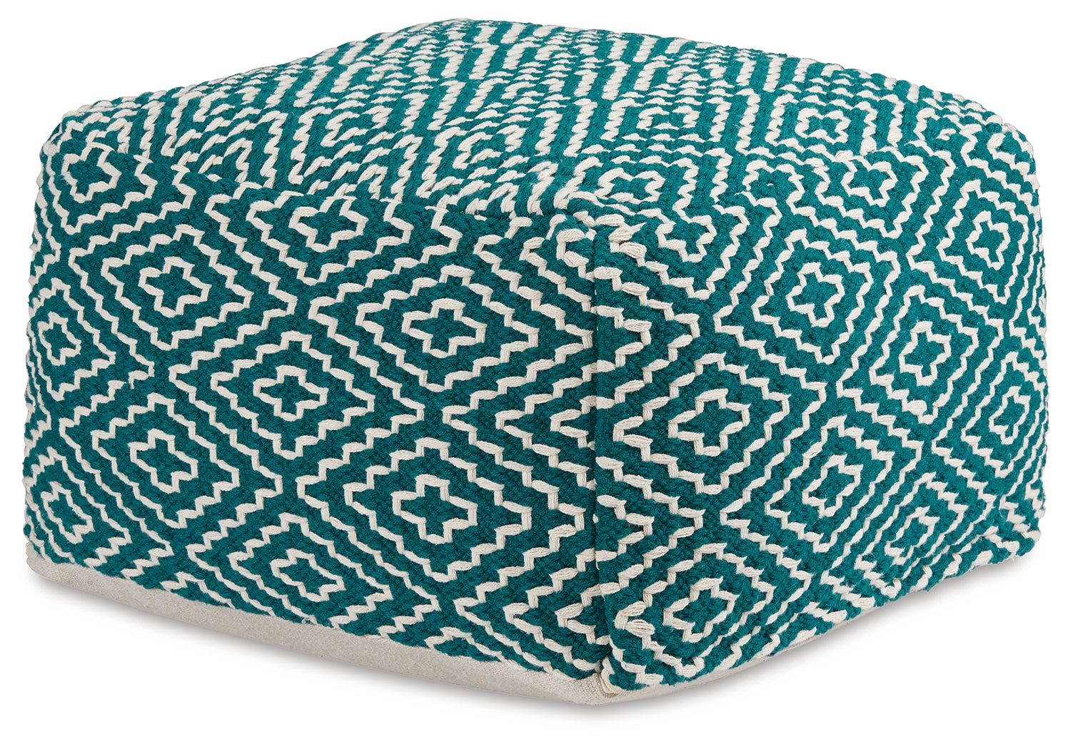 Brynnsen Teal/Ivory Pouf - Ornate Home