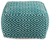 Brynnsen Teal/Ivory Pouf - Ornate Home