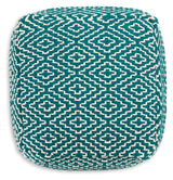 Brynnsen Teal/Ivory Pouf - Ornate Home