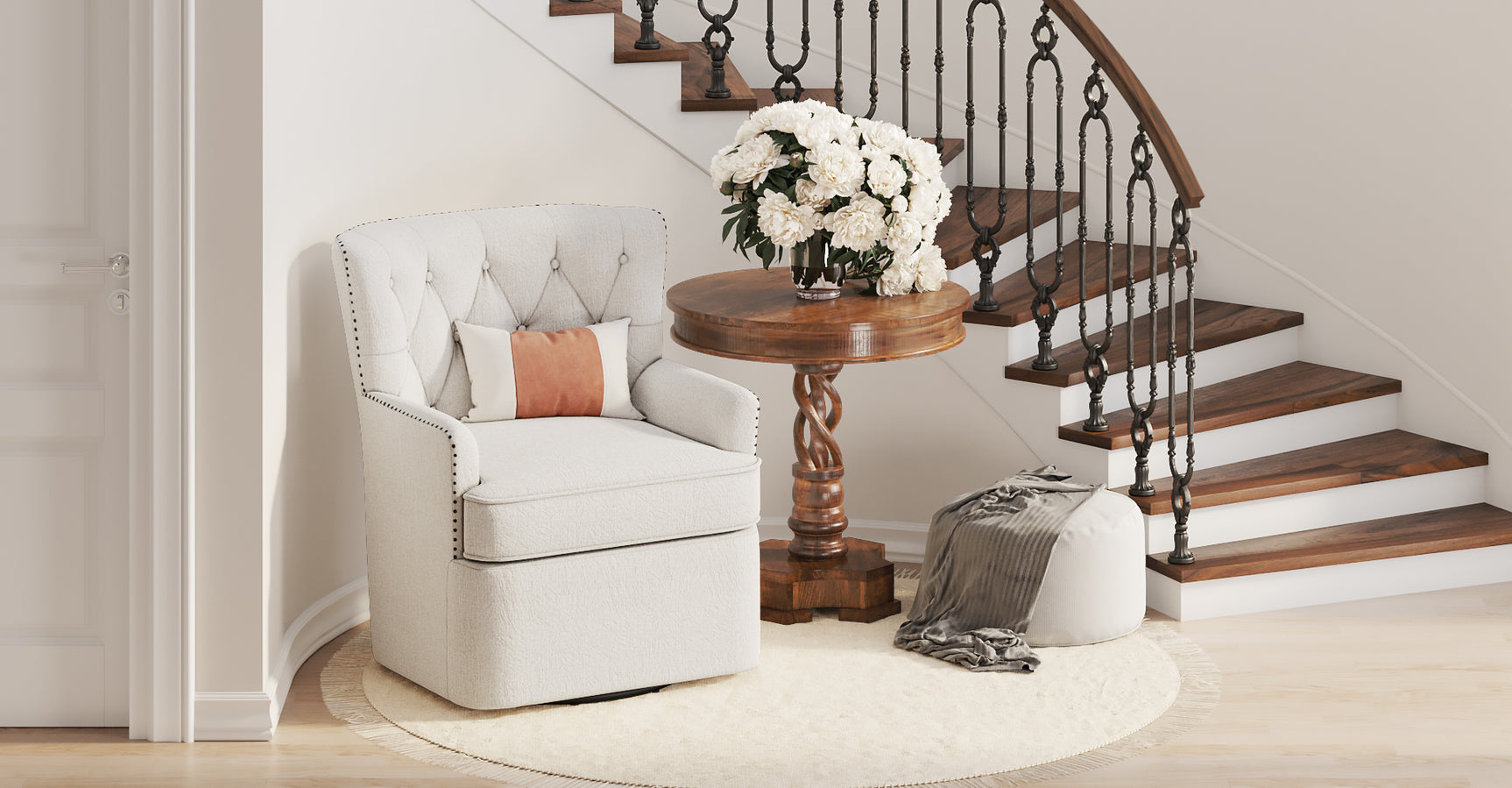 Bryson Oat Swivel Accent Chair - Ornate Home