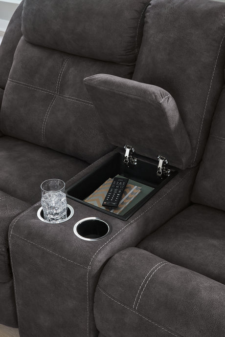Brysonview Charcoal DBL Rec Loveseat w/Console - Ornate Home