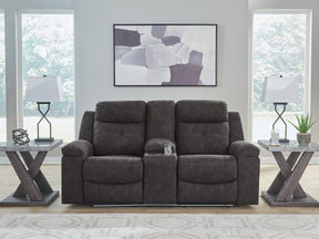 Brysonview Charcoal DBL Rec Loveseat w/Console - Ornate Home