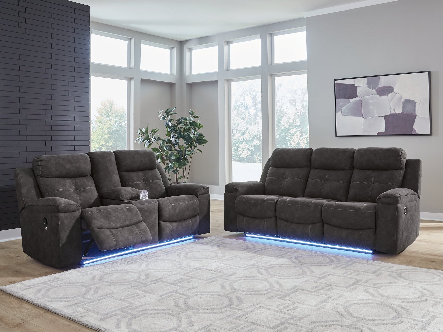 Brysonview Charcoal Reclining Sofa and Loveseat (Online Special Price) - Ornate Home