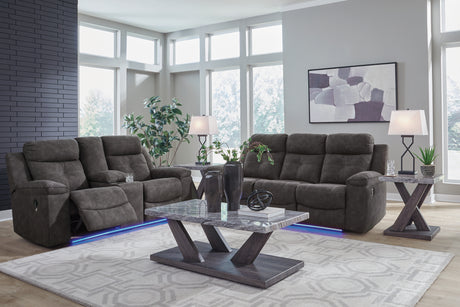 Brysonview Charcoal Reclining Sofa and Loveseat - Ornate Home