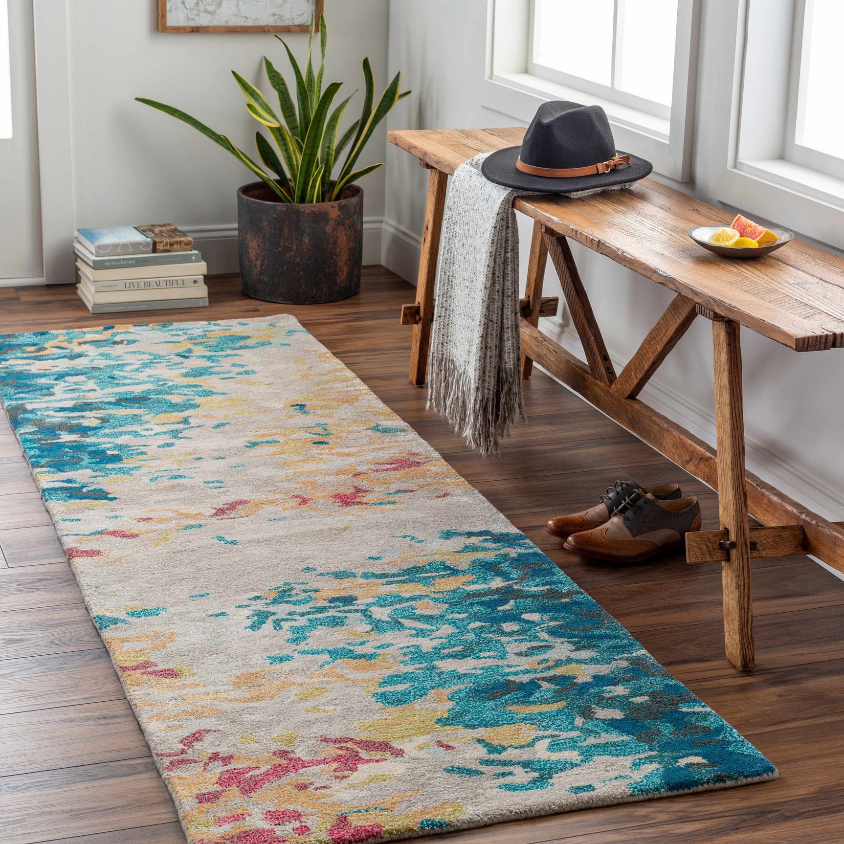 Bualan Stone Pattern Wool Blend Rug - Clearance - Ornate Home