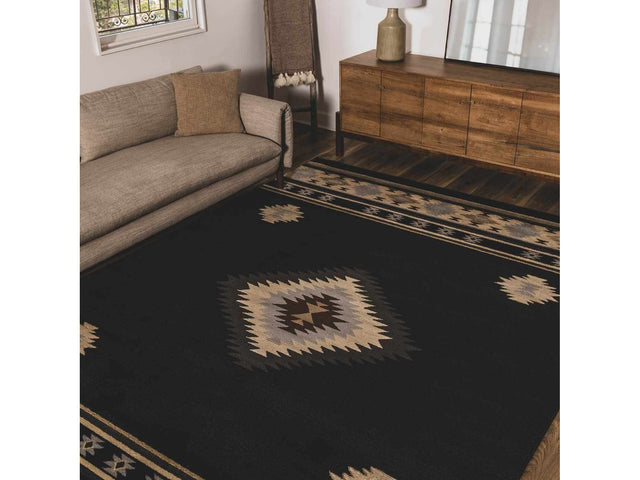 Buckhaven Black Southwestern Area Rug - Ornate Home