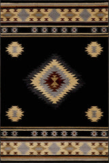 Buckhaven Black Southwestern Area Rug - Ornate Home