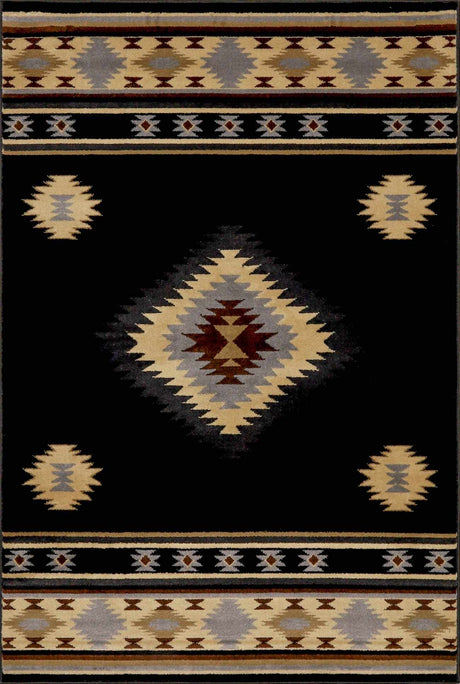 Buckhaven Black Southwestern Area Rug - Ornate Home