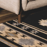 Buckhaven Black Southwestern Area Rug - Ornate Home
