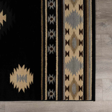 Buckhaven Black Southwestern Area Rug - Ornate Home