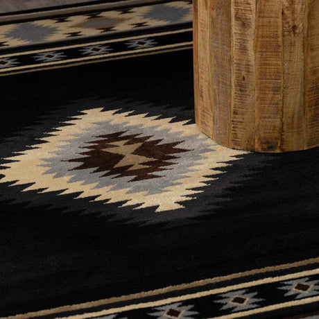 Buckhaven Black Southwestern Area Rug - Ornate Home