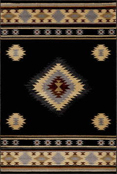 Buckhaven Black Southwestern Area Rug - Ornate Home