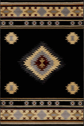 Buckhaven Black Southwestern Area Rug - Ornate Home