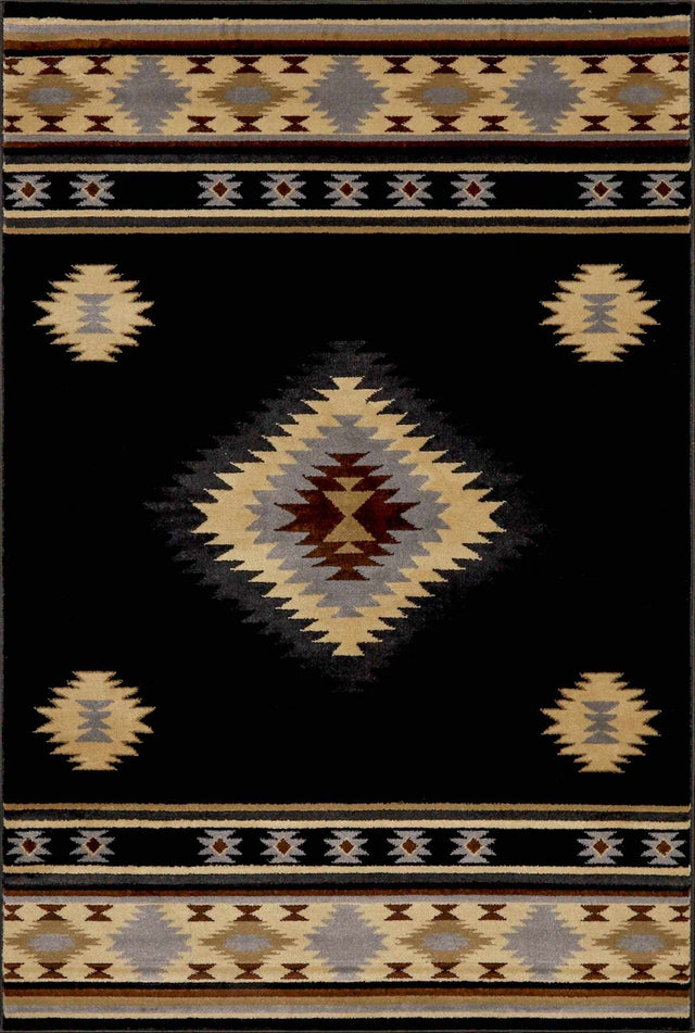 Buckhaven Black Southwestern Area Rug - Ornate Home
