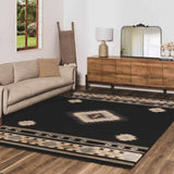 Buckhaven Black Southwestern Area Rug - Ornate Home