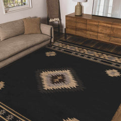 Buckhaven Black Southwestern Area Rug - Ornate Home