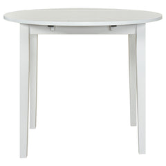 Bucknell White 3-piece Round Drop Leaf Dining Table Set - Ornate Home